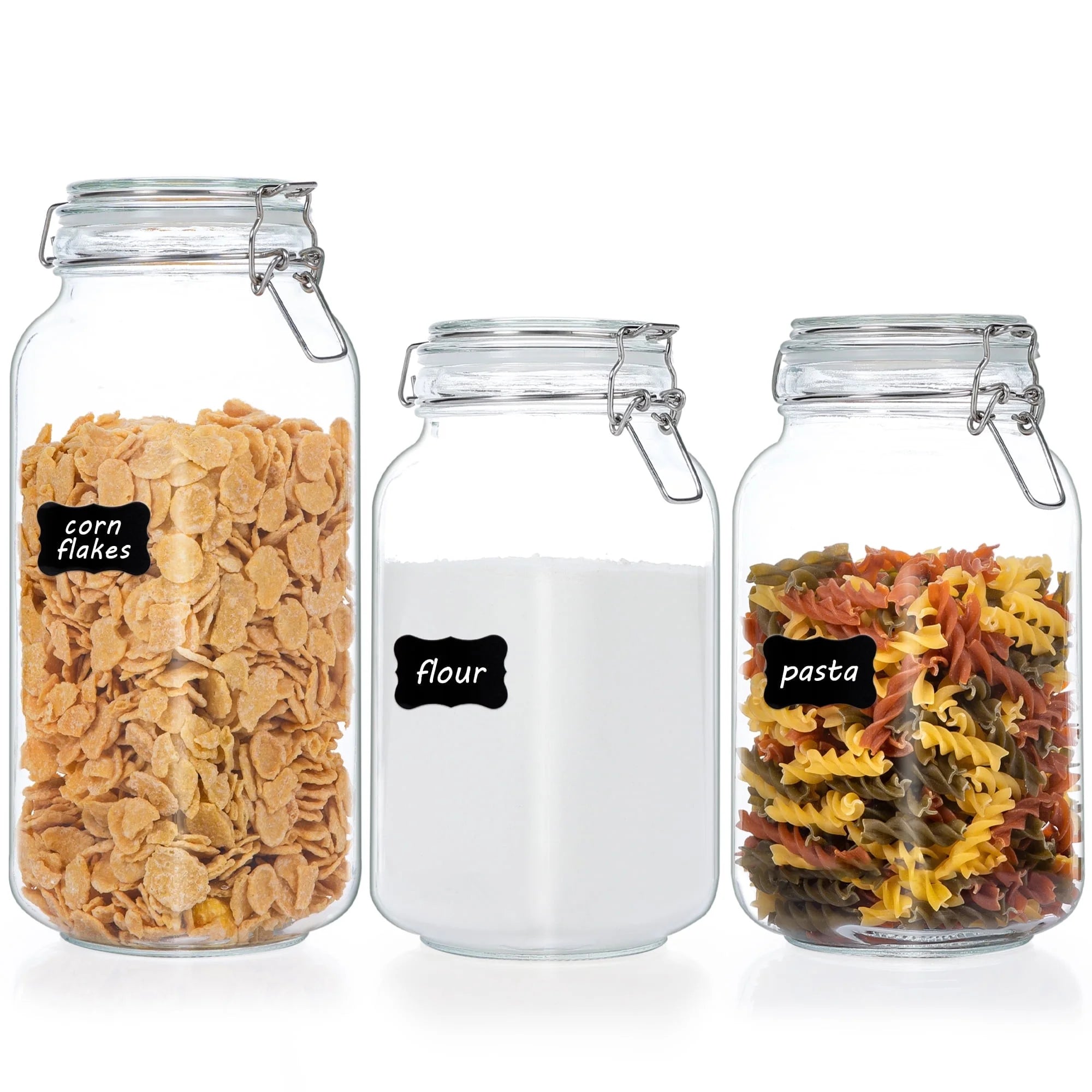 3 PCS Airtight Glass Jars with Lids Food Storage Canister Set