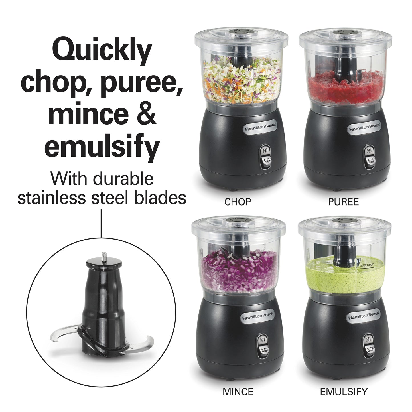 Stack & Press 2 Speed Food Chopper, 3 Cup Bowl Capacity, 72890F