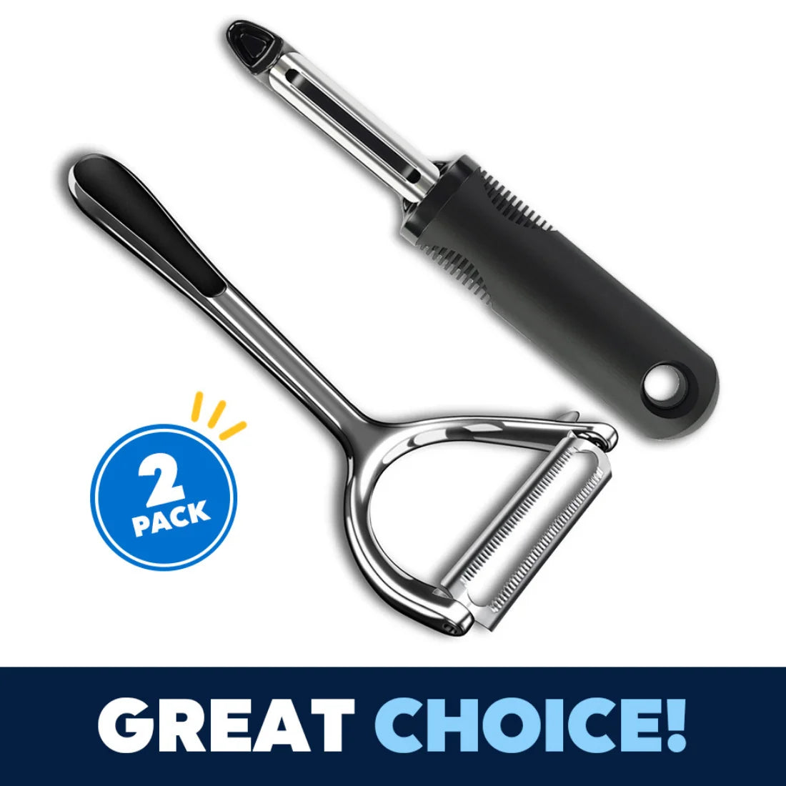 Vegetable Peelers Set – 2 Pack for Kitchen, Apple, Fruit, Carrot, Veggie, Potatoes Peeler, Y-Shaped and Swivel Stainless Steel Blades Peelers, Ergonomic Non-Slip Handle & Sharp Blade