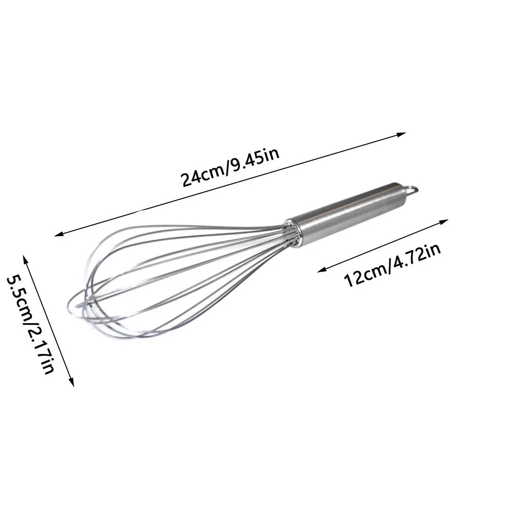 Stainless Steel Whisk, Versatile Tool for Egg Beater, Milk Frother, Hand Push Whisk, Heavy Duty Kitchen Wire Whisk for Cooking Blending Beating Stirring, 10.2" X 2.2", Sliver