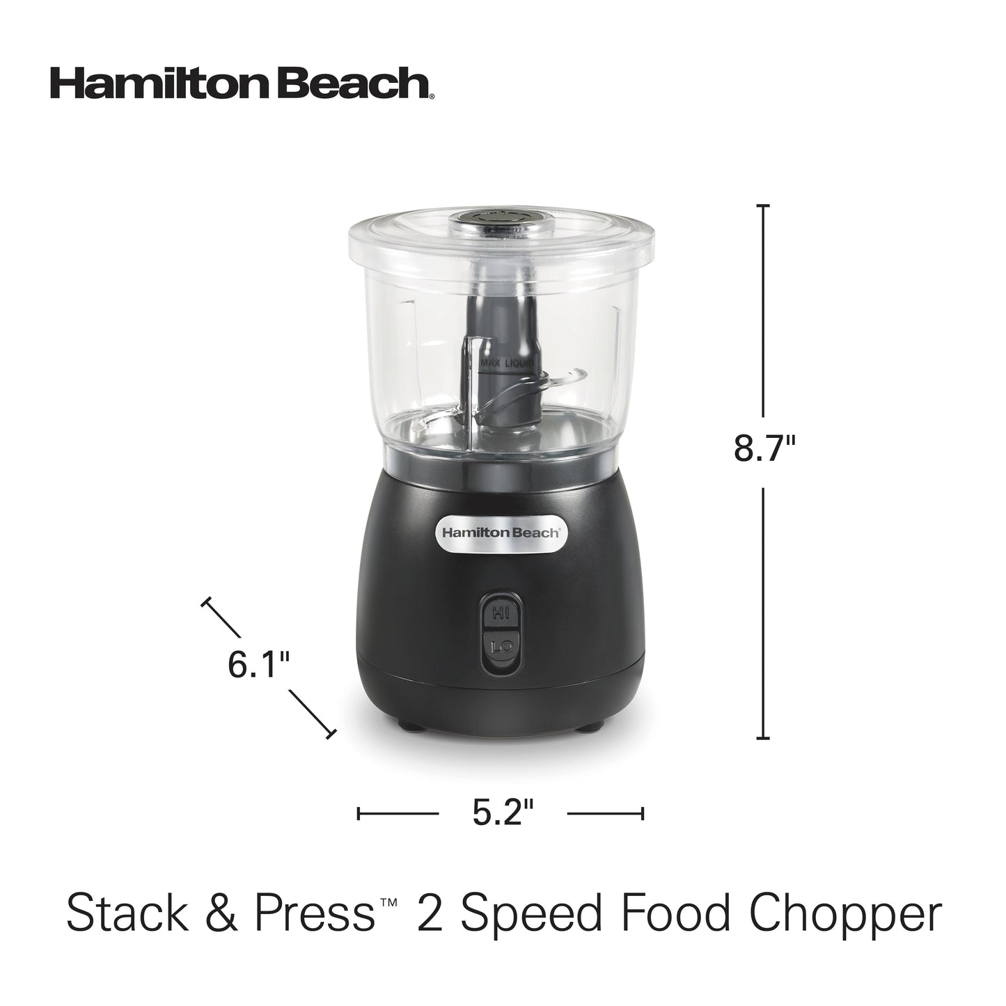 Stack & Press 2 Speed Food Chopper, 3 Cup Bowl Capacity, 72890F