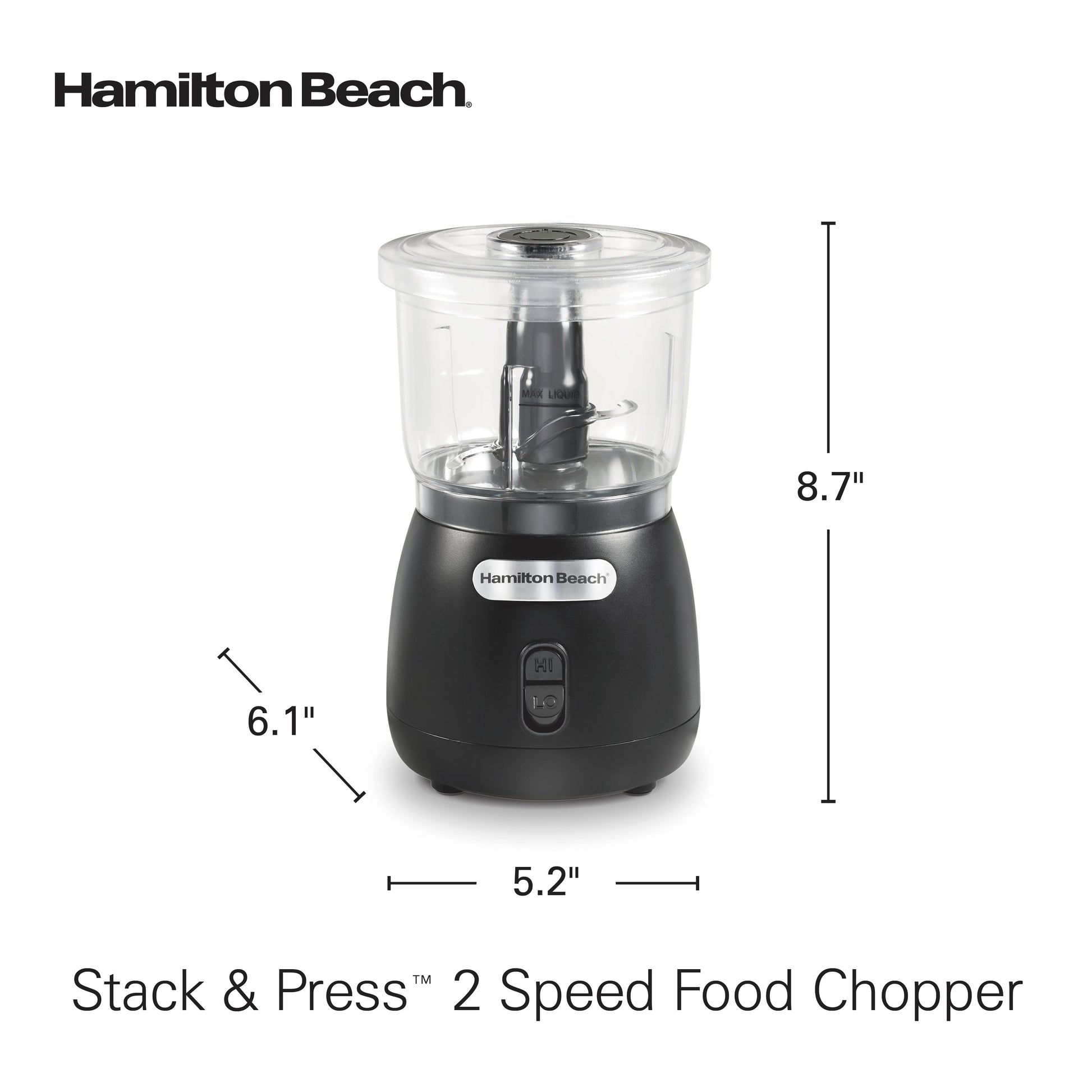 Stack & Press 2 Speed Food Chopper, 3 Cup Bowl Capacity, 72890F