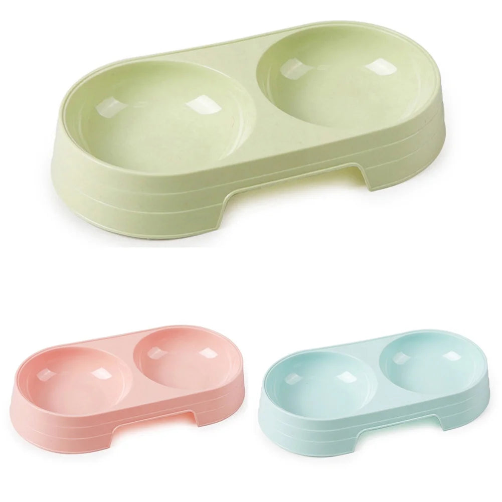 Dog Cat Bowls Plastic Double Dog Food and Water Bowls No-Spill Pet Feeder Dispenser Bowls Small Puppy Bowl for Small Dogs Cats