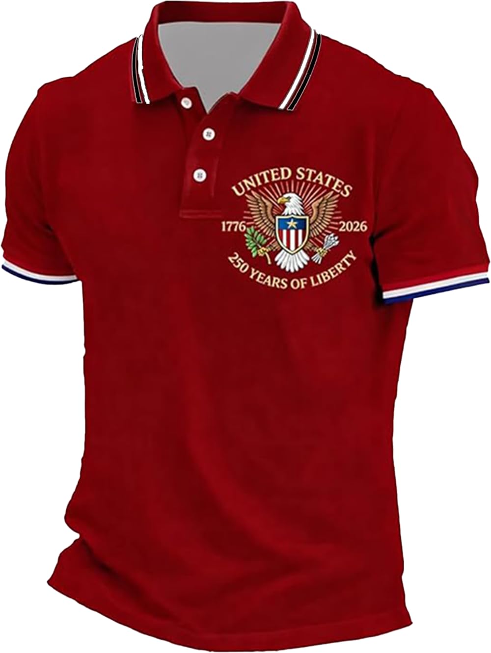 USA 250th Anniversary Merchandise 250 Years of Liberty Polo Shirts Semiquincentennial Buttoned United States 250Th 1776 2026 Memorial American Flag Eagle Independence Tshirt Men