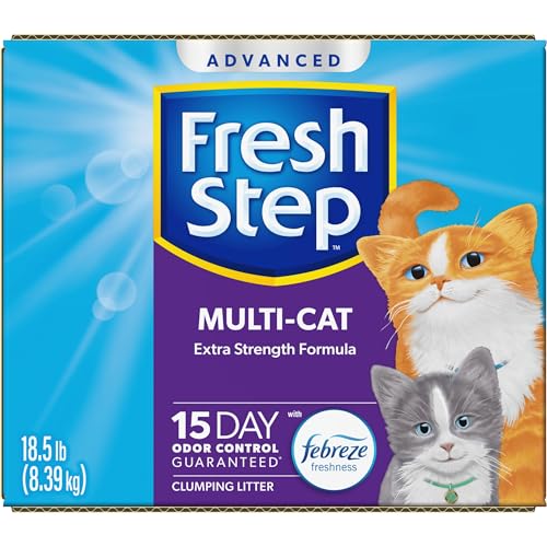 Fresh Step Advanced Multi Cat Clumping Litter with Febreze Freshness, Fresh Step Clumping Cat Litter Extra Strength Formula, 37 lbs. (2 x 18.5 lb. Box)