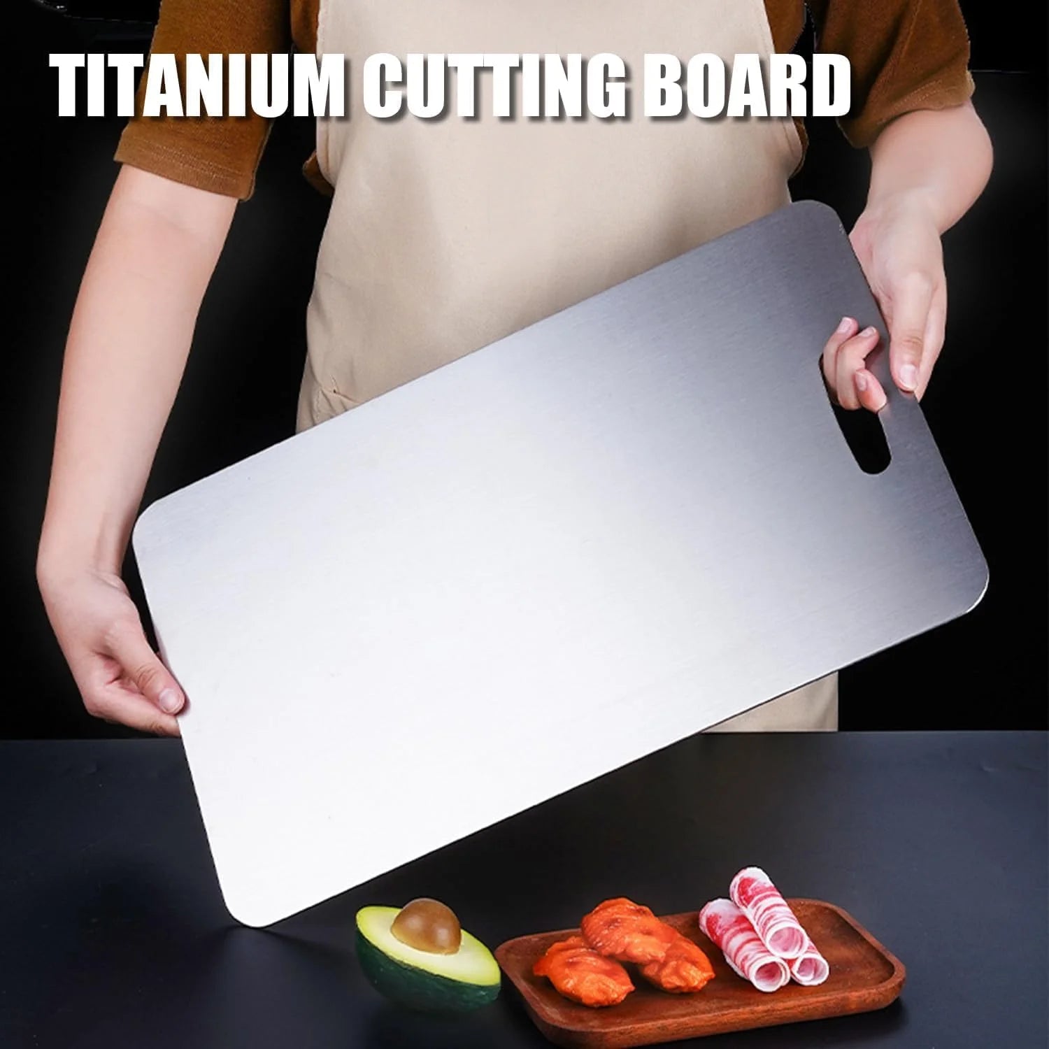 Titanium Cutting Board - 2025 New Upgrade 100% Pure Titanium Cutting Boards for Kitchen Double Sided Non Toxic Titanware Cutting Board,Hygiene Durable Dishwasher Safe Chopping Board (18"L X 12"W)