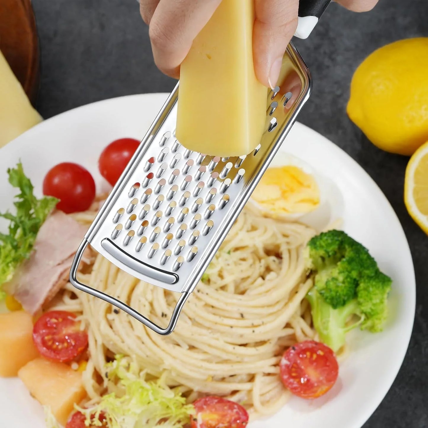 Cheese Grater, 3 Packs Stainless Steel Lemon Zester Grater with Silicone Handle for Cheese, Chocolate, Spices