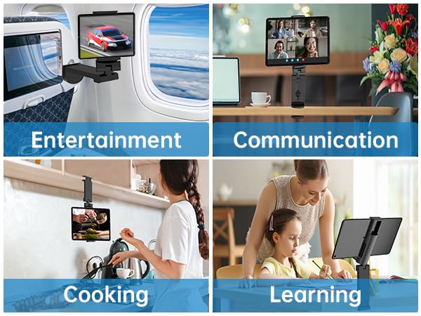 Elokipoe Universal Airplane Tablet Holder Mount, Travel Stand, Handsfree Travel with Multi-Directional 360 °Rotation for Flying, Desk, Study (Universal Airplane Tablet Holder Mount)