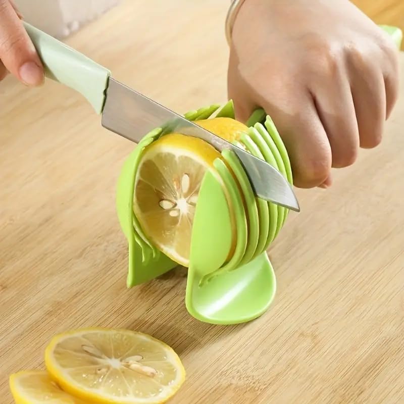 Lemon Tomato Food Tongs, Manual Fruit Tool, Round Fruit & Vegetable Cutting Holder, Handy Uncharged Kitchen Gadget