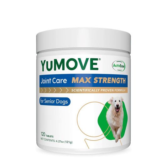 YuMOVE Hip & Joint Supplement for Dogs with Glucosamine, Chondroitin, Omega 3, Hyaluronic Acid, Green Lipped Mussel, & Fish Oil for Dogs - Max Strength - for Senior Dogs 120 Tablets