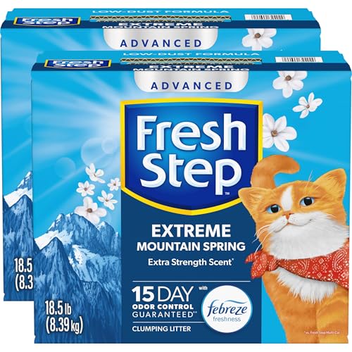 Fresh Step Advanced Extreme Clumping Litter with Febreze Freshness with Mountain Spring Scent, Fights Odor on Contact, 37 lbs. (2 x 18.5 lb. Box)