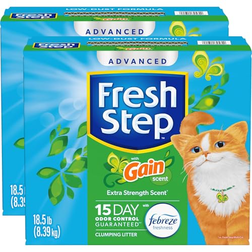 Fresh Step Advanced Clumping Litter with Febreze Freshness with Gain Scent, Fights Odor on Contact, 37 lbs. (2 x 18.5 lb. Box) (Package May Vary)