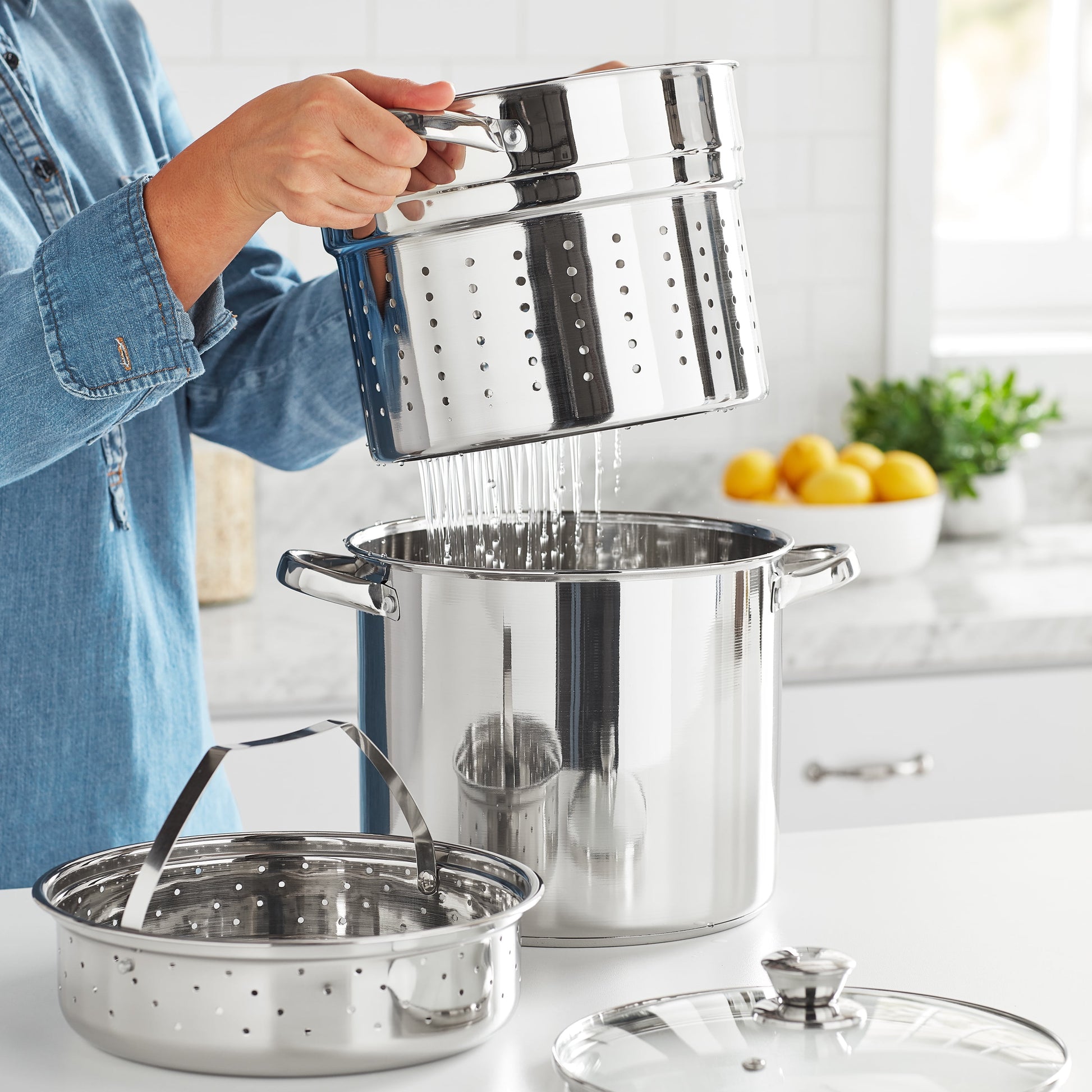 4-Piece Stainless Steel 8 Qt Cooker Multipot Set
