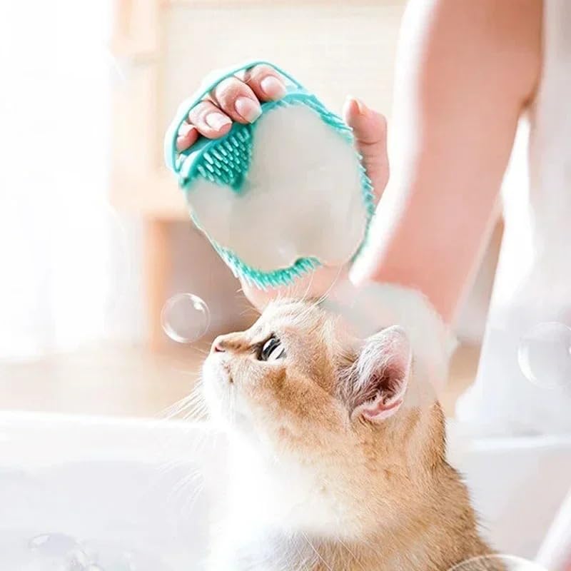 Soft Silicone Pet Brush - Invigorating Massage & Easy Cleaning for Dogs and Cats - Built-In Shower Gel Dispenser for Pampering Grooming Sessions