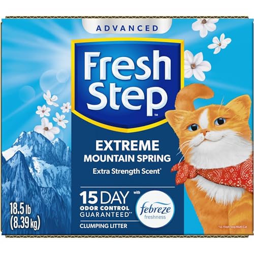 Fresh Step Advanced Extreme Clumping Litter with Febreze Freshness with Mountain Spring Scent, Fights Odor on Contact, 37 lbs. (2 x 18.5 lb. Box)