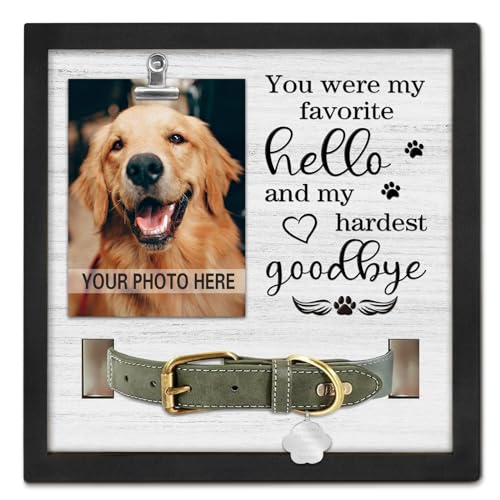 PUREFLY Dog Memorial Gifts for Loss of Dog, Loss of Dogs Sympathy Gift Pet Loss Sympathy Frame with Collar Holder, Pet Cat Remembrance Bereavement Gift