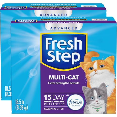 Fresh Step Advanced Multi Cat Clumping Litter with Febreze Freshness, Fresh Step Clumping Cat Litter Extra Strength Formula, 37 lbs. (2 x 18.5 lb. Box)