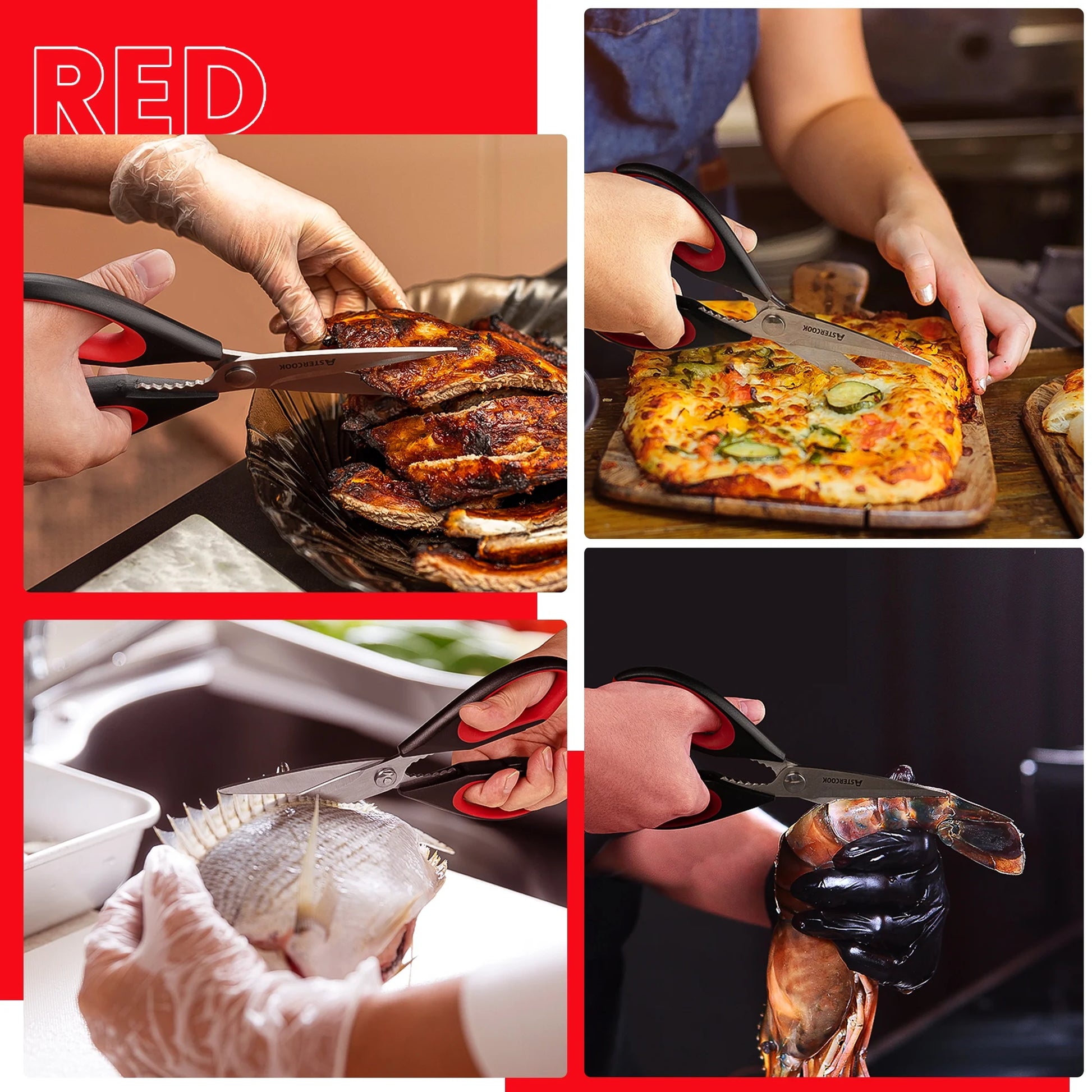 Heavy-Duty Kitchen Scissors Set, Ergonomic Food Shears with Serrated Blade for Poultry, Herbs, and Vegetables, Dishwasher Safe