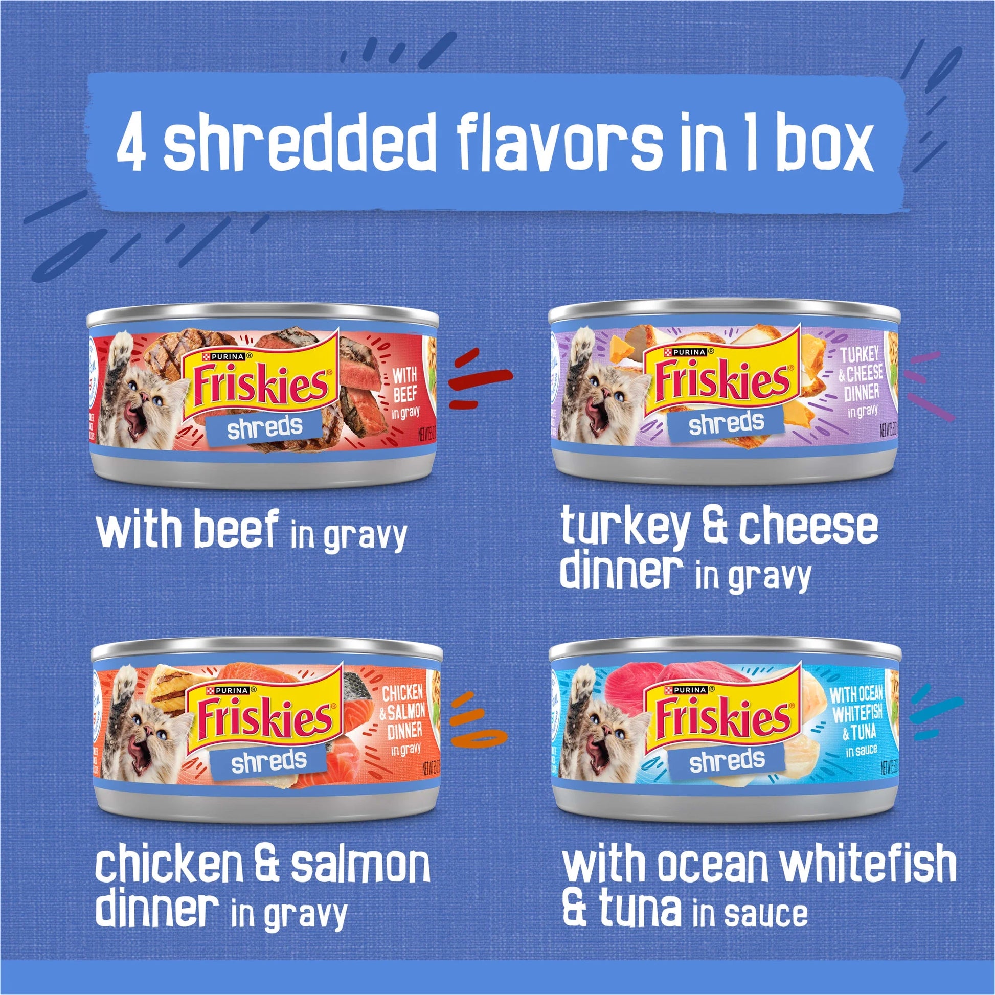 Purina  Shredded Gravy Variety Pack, Wet Cat Food, 5.5 oz Cans, 40 Count
