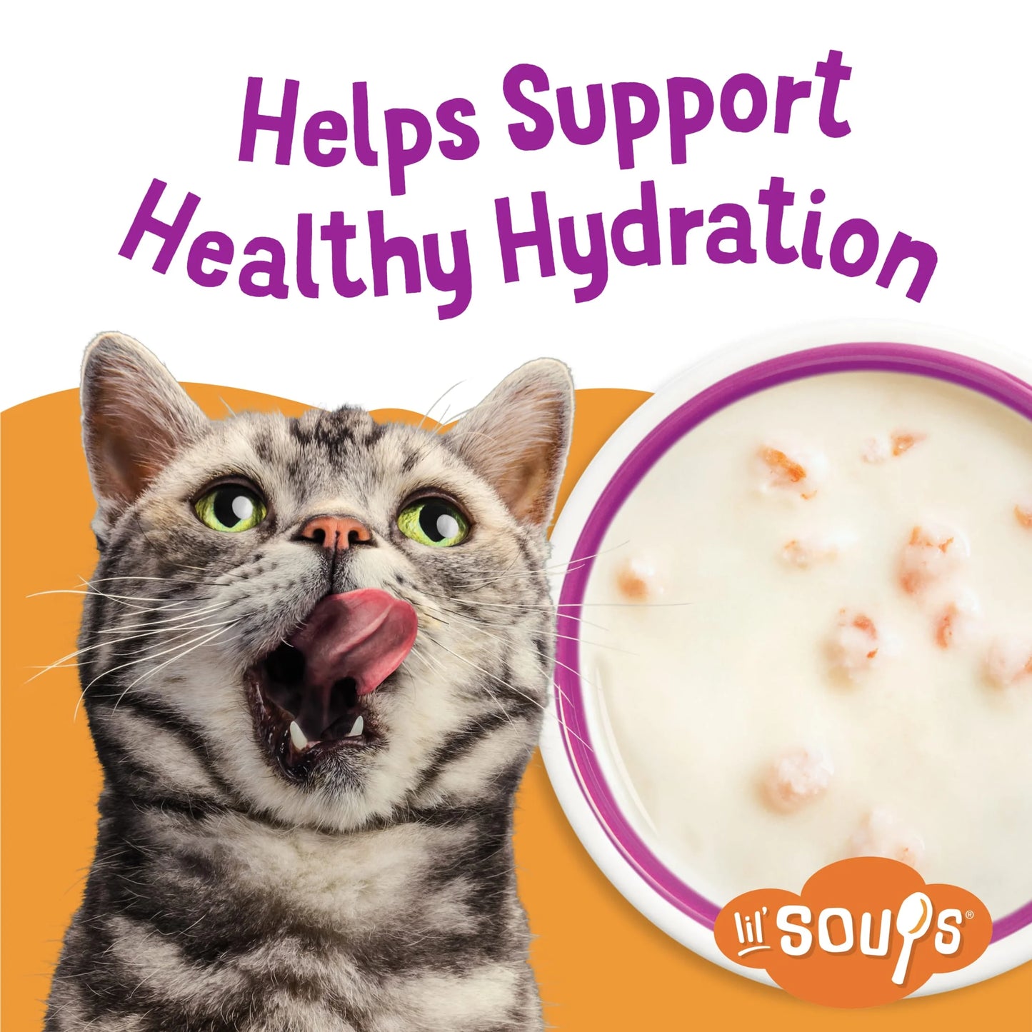 Purina  Grain-Free Lickable Cat Food Toppers Lil’ Soups with Shrimp in Velvety Chicken Broth, 1.2 Oz Cups (8 Pack)