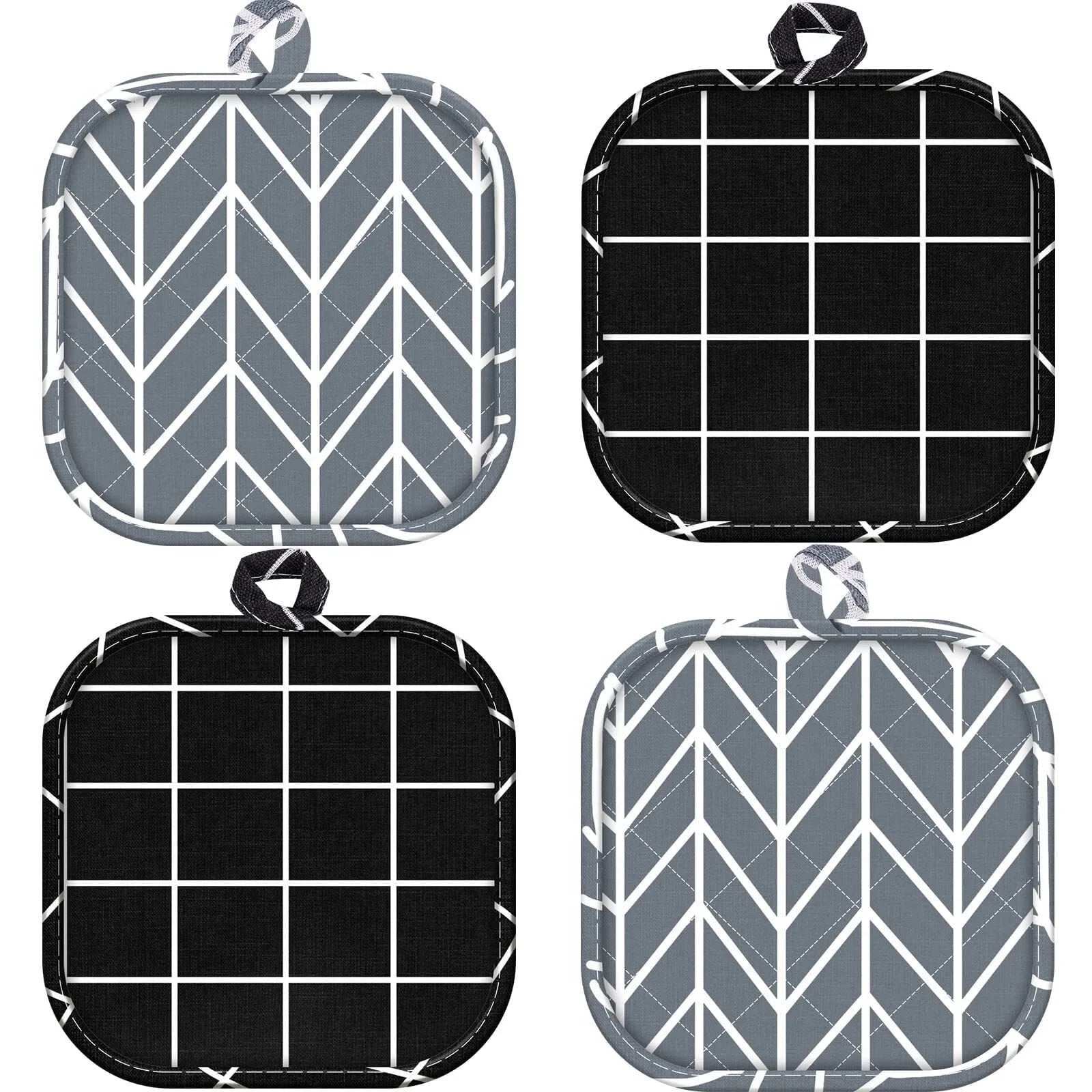 Pot Holders for Kitchen Heat Resistant Potholder, Potholder Clearance, Hot Pads for Kitchen, Trivet for Cooking and Baking (Pack of 4, Multicolor)