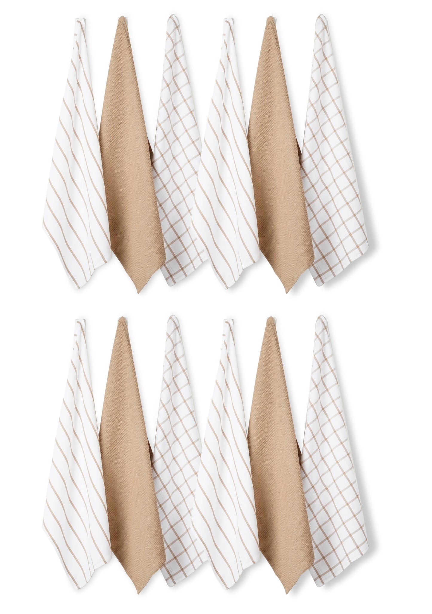 Kitchen Towels Set - Pack of 12 Cotton Dish Towels for Drying Dishes, 18”X 28”, Kitchen Hand Towels, Quick Drying Kitchen Towel Set - Beige