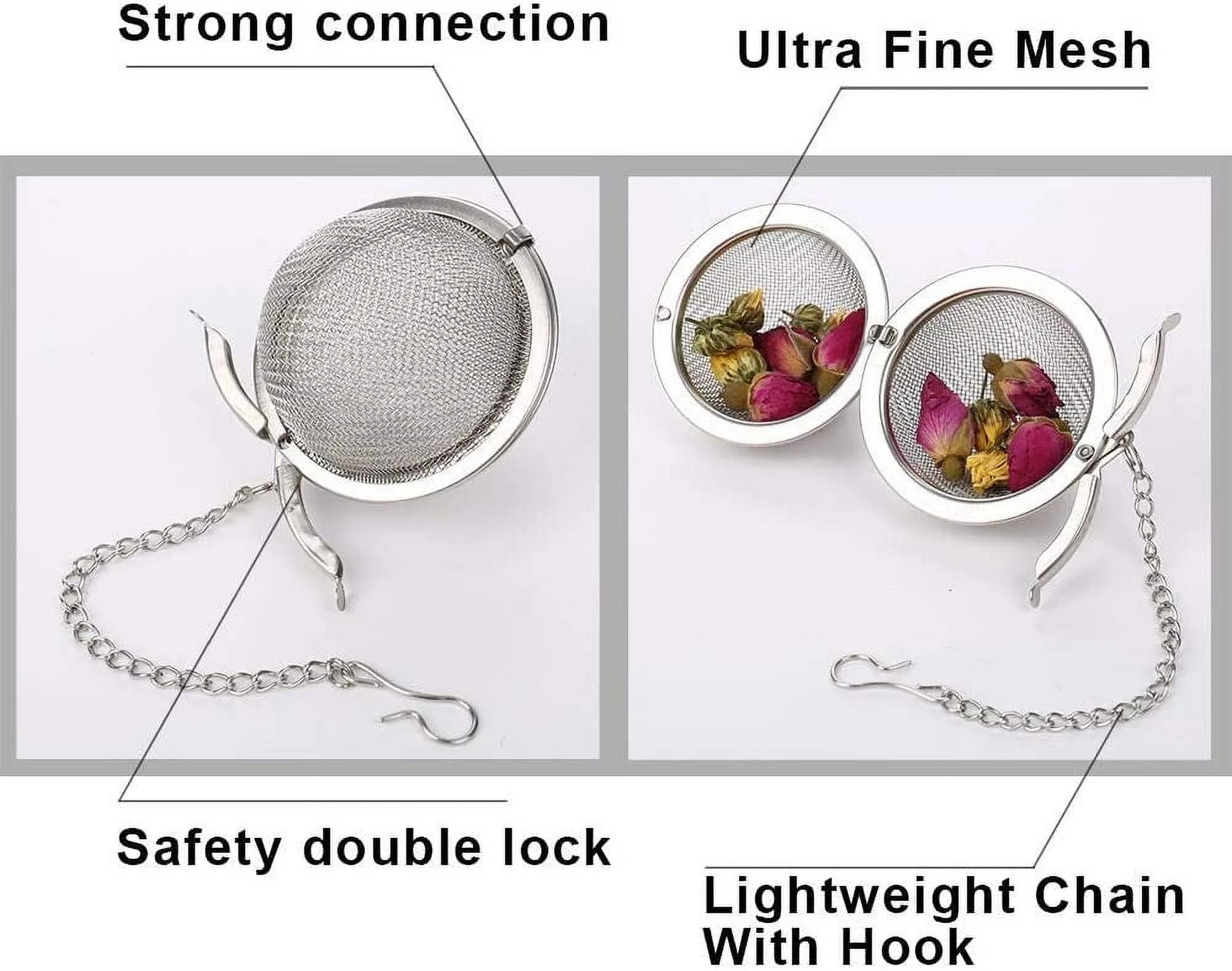 2 Pieces of Stainless Steel Tea Balls, Mesh Tea Infuser Filter