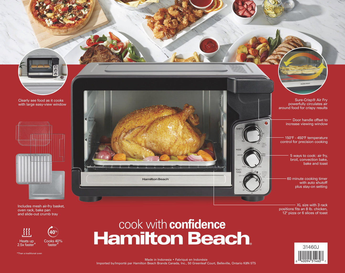 Easy View XL Toaster Oven with Sure-Crisp® Air Fry, 1750W, 6 Slice Capacity, 31460