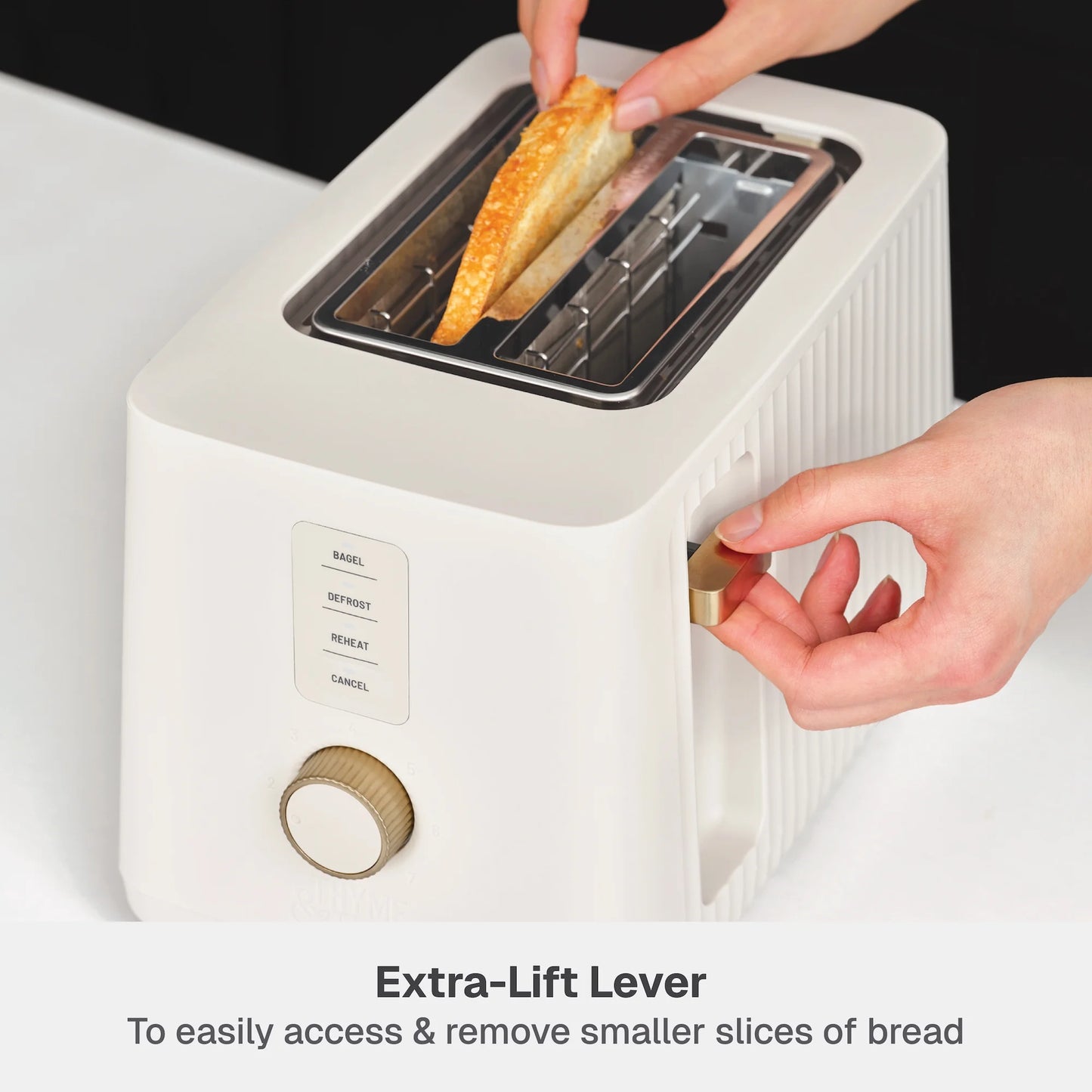 2-Slice Toaster with Extra-Wide Slots and Removable Slide-Out Crumb Tray, Sand White
