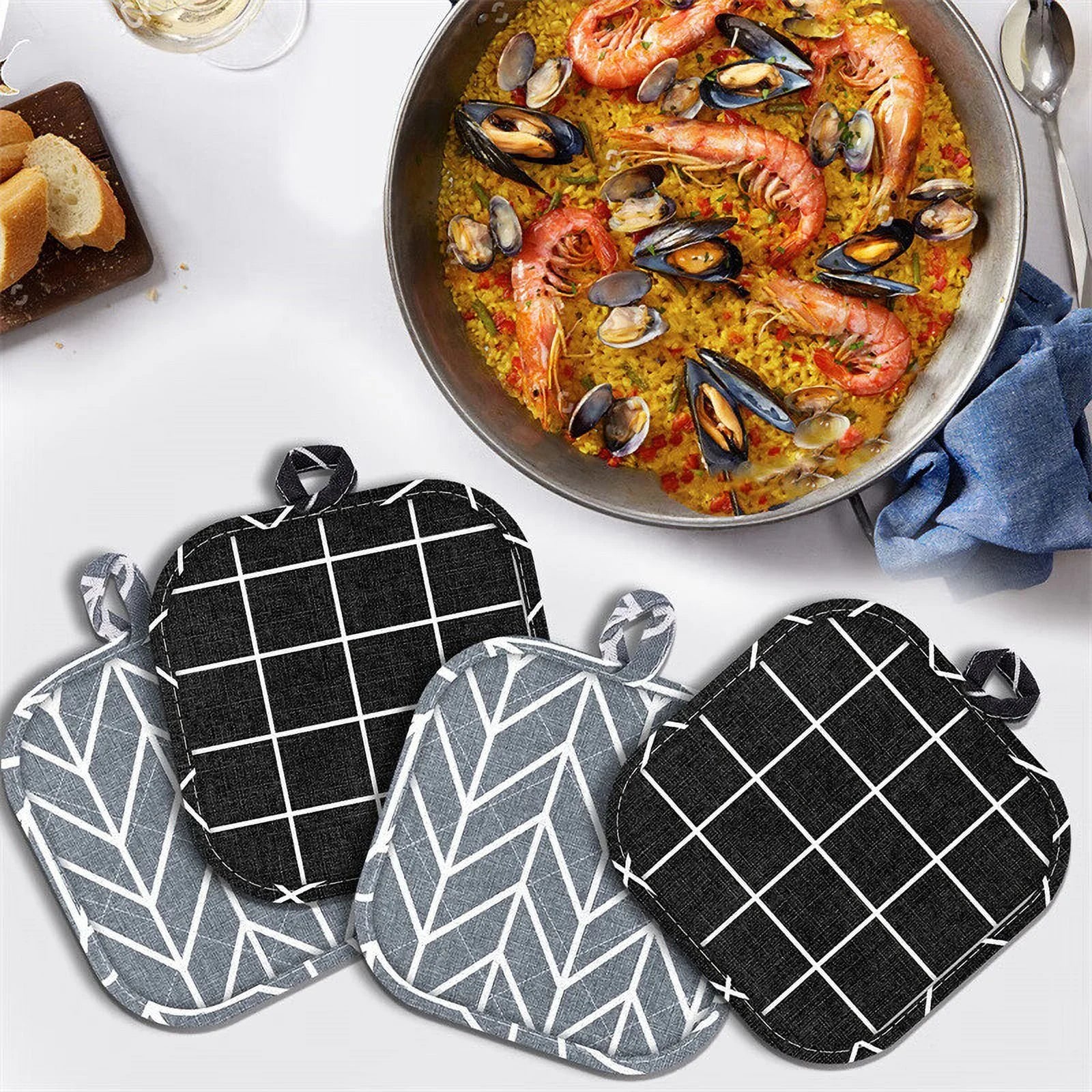 Pot Holders for Kitchen Heat Resistant Potholder, Potholder Clearance, Hot Pads for Kitchen, Trivet for Cooking and Baking (Pack of 4, Multicolor)