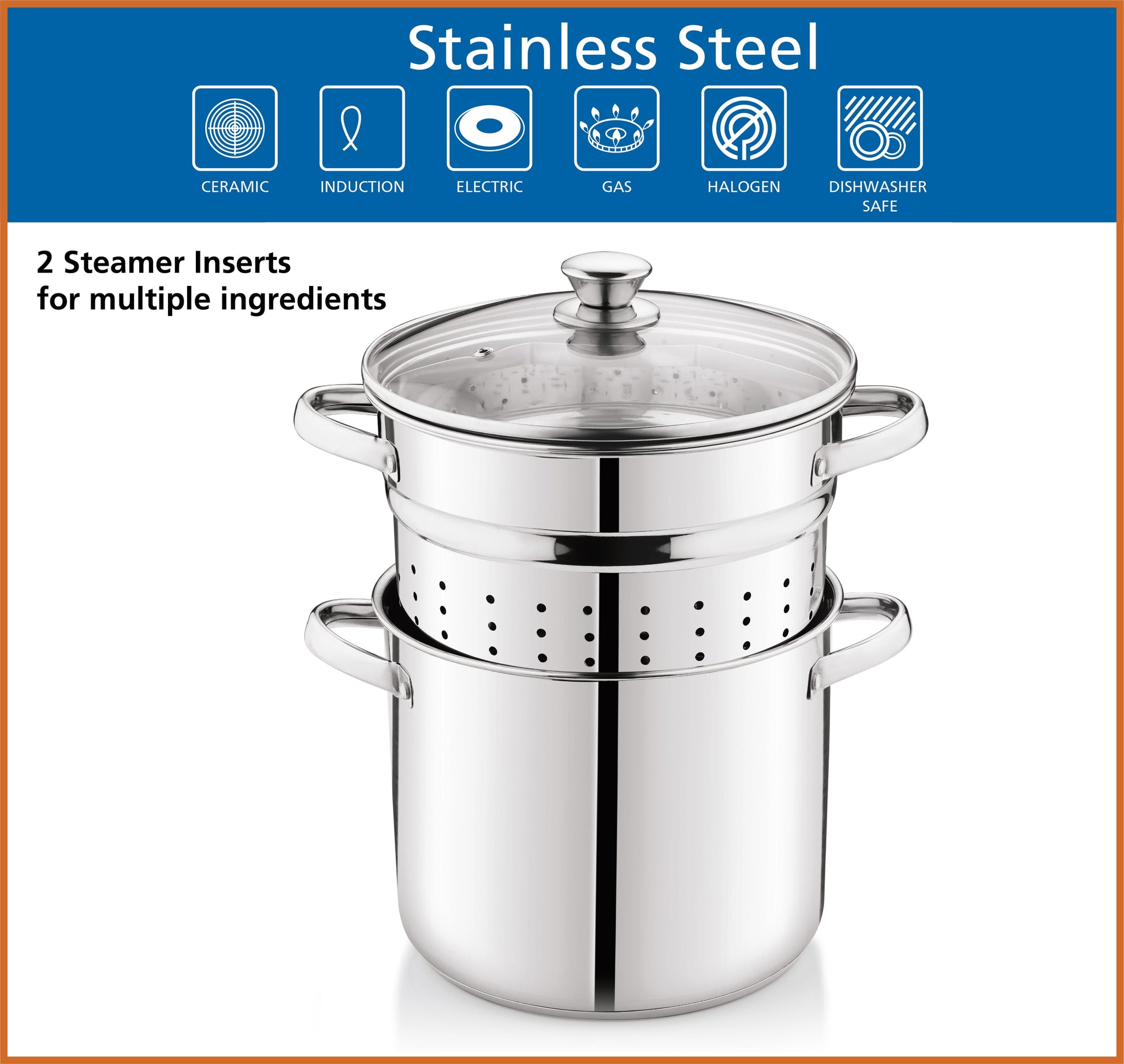 4-Piece Stainless Steel 8 Qt Cooker Multipot Set