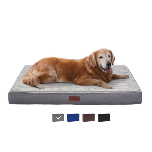 Large Orthopedic Dog Bed with Removable Washable Cover, Non-Slip Base, and Waterproof Liner, Ideal for Crates, 35" x 22" x 3.5", Gray