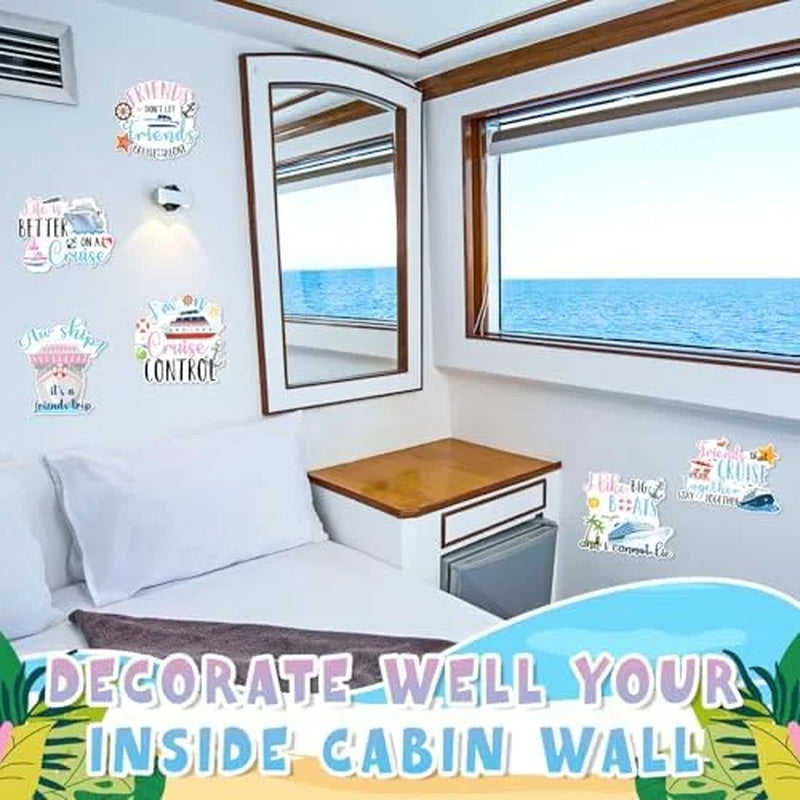 Set of 6 Magnetic Cruise Door Decorations - Reusable Nautical Themed Magnets for Cabin, Fridge, and Party Decor