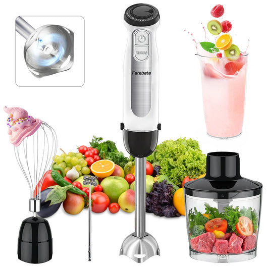 1100W Immersion Blender, 21-Speed Hand Blender with Turbo Mode, 5-In-1 Stick Blender for Smoothies, Baby Food, Soups, Purees, White