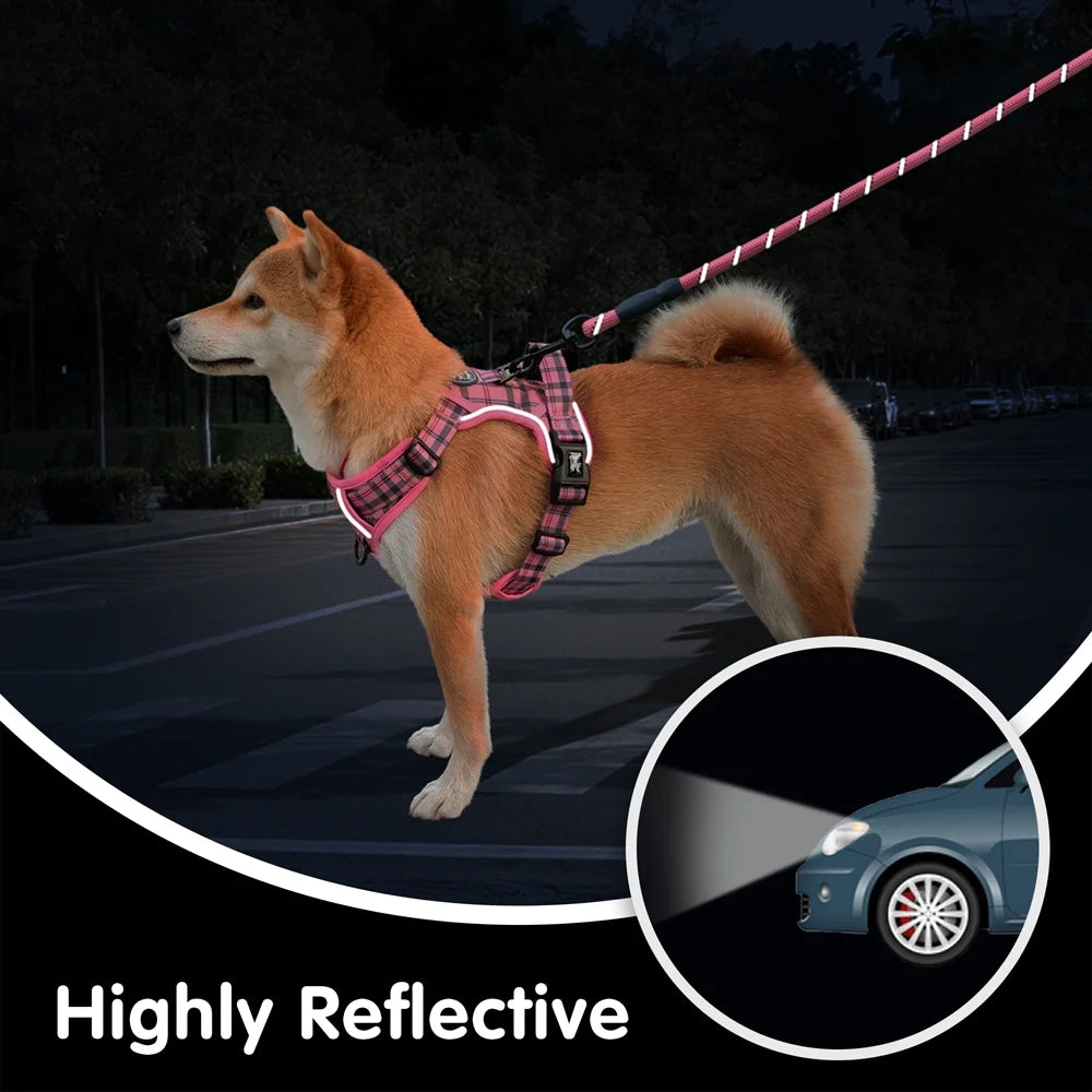 Adjustable Dog Harness and Leash Set, Escape-Proof No-Pull Vest with Reflective Soft Padding and Handle for Small to Large Dogs