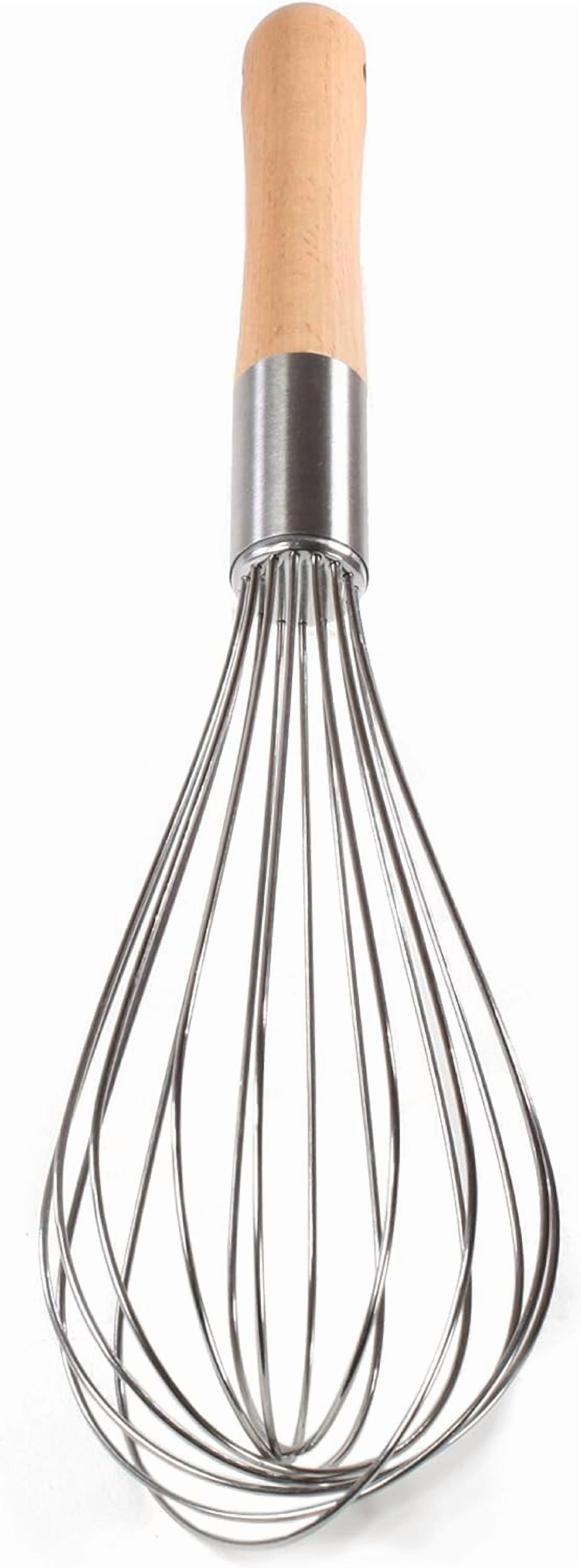 Classic Stainless Steel Wooden Handle Whisk 12-Inch | Perfect Whisking Size | Kitchen Whisk for Beating, Blending, Whisking, Stirring, Cooking, Egg, Flour