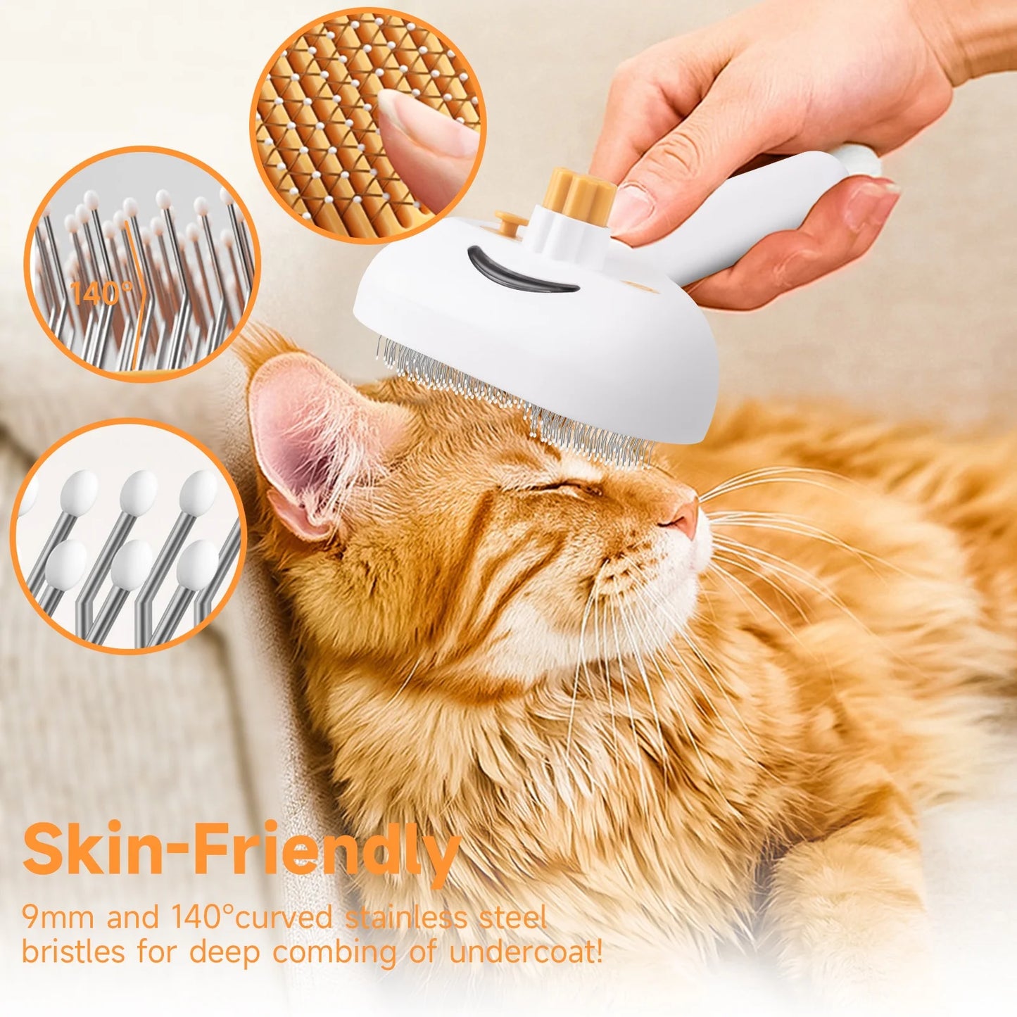 Professional Pet Steam Grooming Brush for Dogs and Cats - 3-in-1 Shedding and Hair Removal Tool with Self-Cleaning Spray Comb and Mist for Long-Haired Pets - Includes Waterless Shampoo