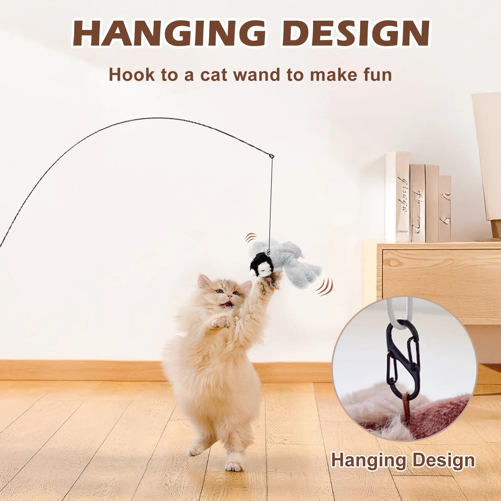 Interactive Rechargeable Cat Toy with Flapping Chirping Bird and Catnip for Indoor Cats