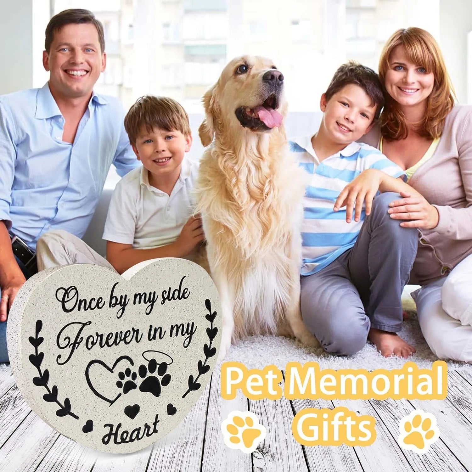Pet Memorial Stone - Sympathy Gift for Dog or Cat Loss, Weatherproof Garden Decor with Hand-Carved Poem