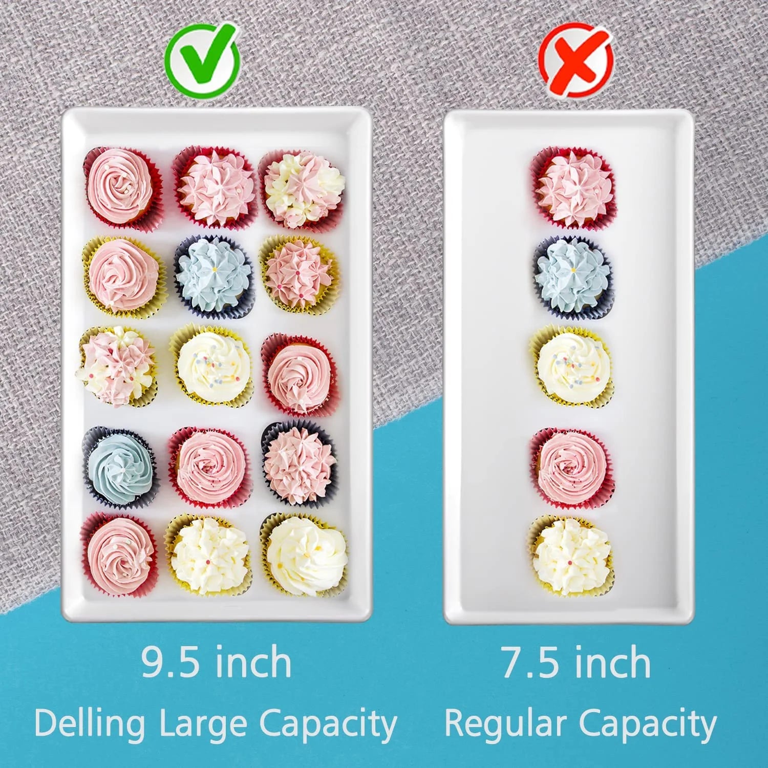 Large Serving Platter, 16/14/12 Inch Rectangular Serving Trays for Serving Food, Serving Tray for Party - Set of 3, White