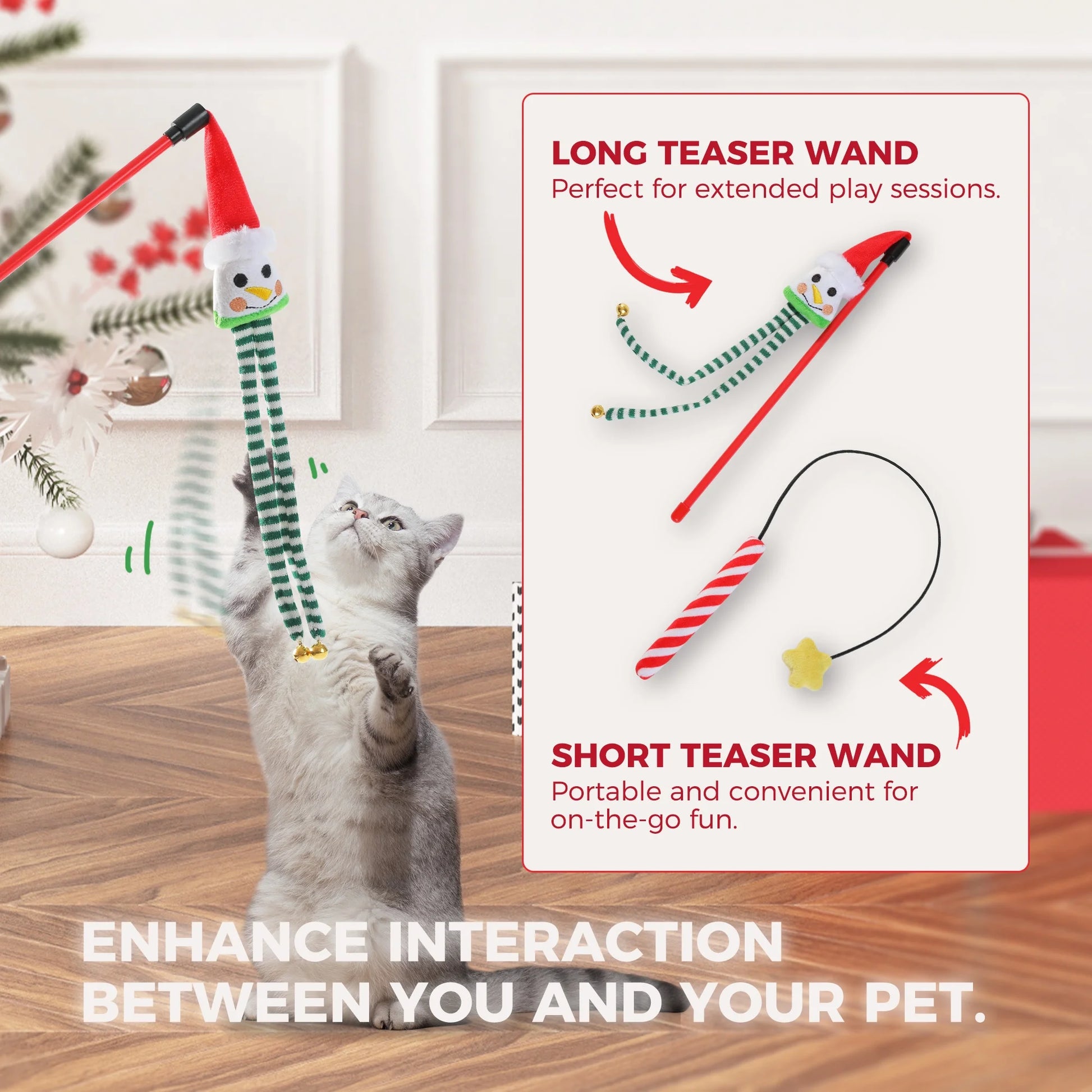 10-Piece Interactive Cat Toy Set Featuring 4 Balls, 2 Catnip Mice, and 2 Teaser Sticks