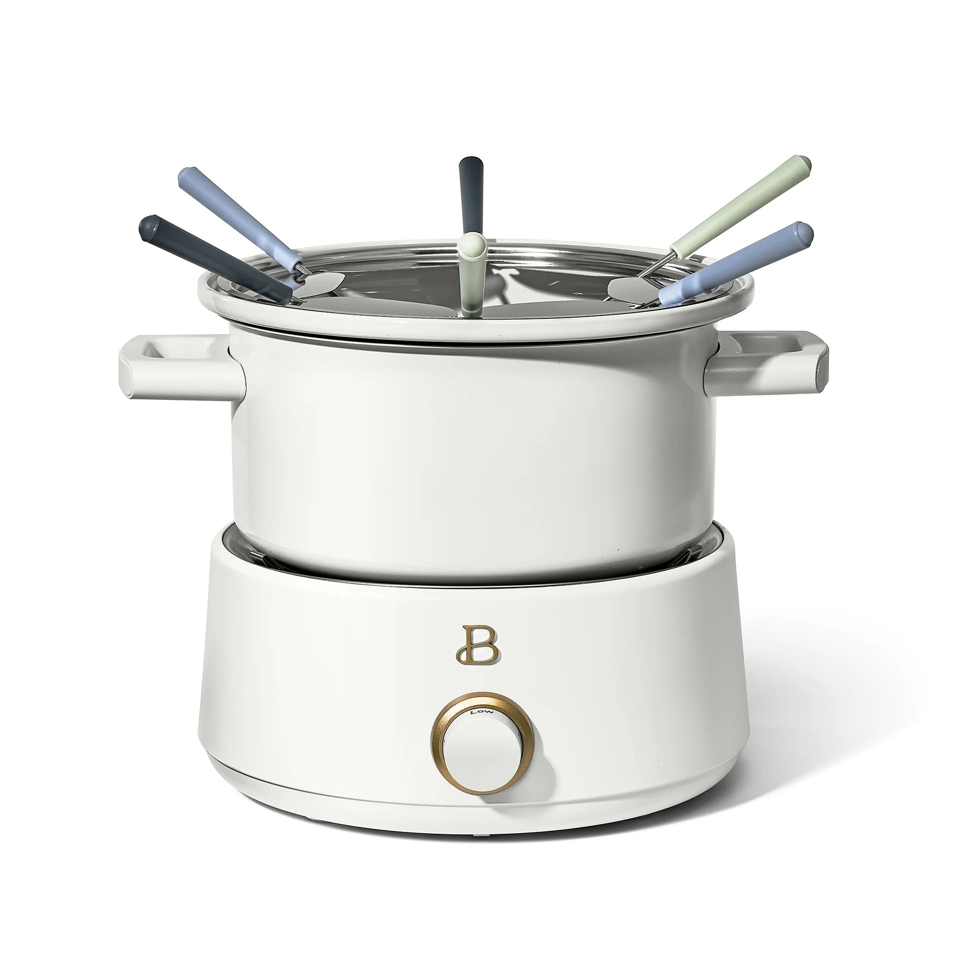3 Qt Electric Fondue Set with Bonus 2 Qt Ceramic Pot, White Icing by Drew Barrymore