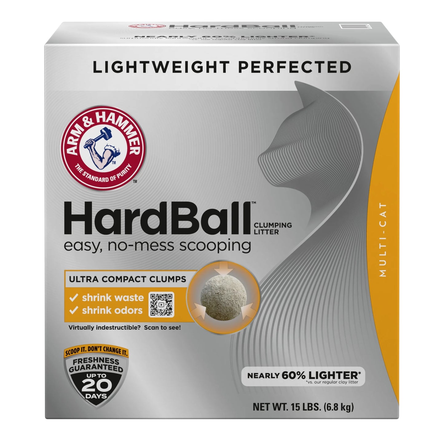 Clumping Lightweight Cat Litter for Multi-Cat Use, 15 lb, Easy No-Mess Scooping