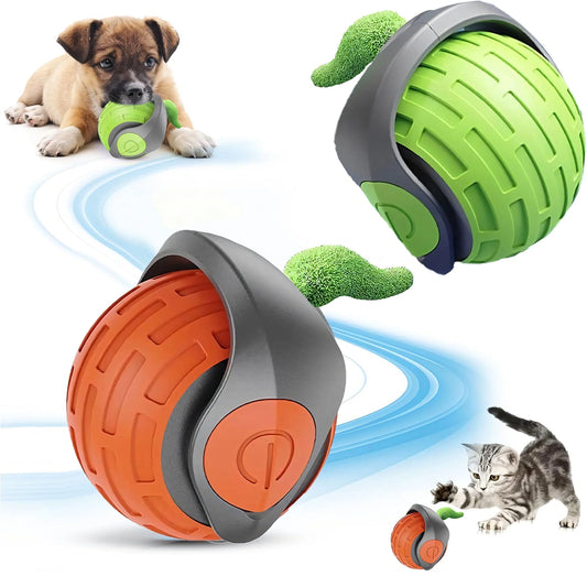 Cat Interactive Ball Toys Rolling Ball Faux Tail Rechargeable Smart Pet Toys Interactive Toys for Indoor Cats（2Pcs)）