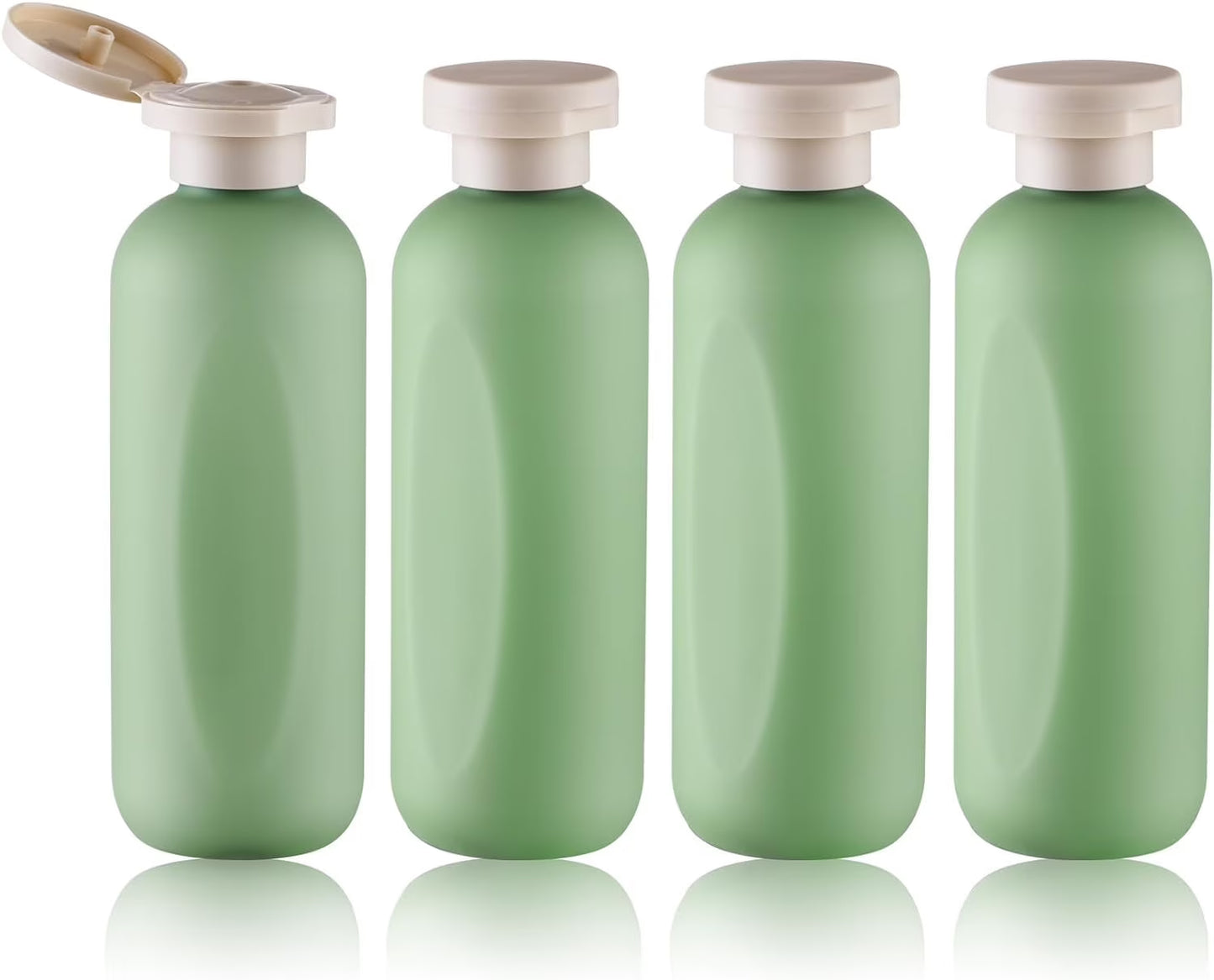 6.7Oz Travel Shampoo Bottle, Empty Plastic Squeeze Bottles with Flip Cap, 4PCS Lotion Container for Toiletries (200Ml, Green)