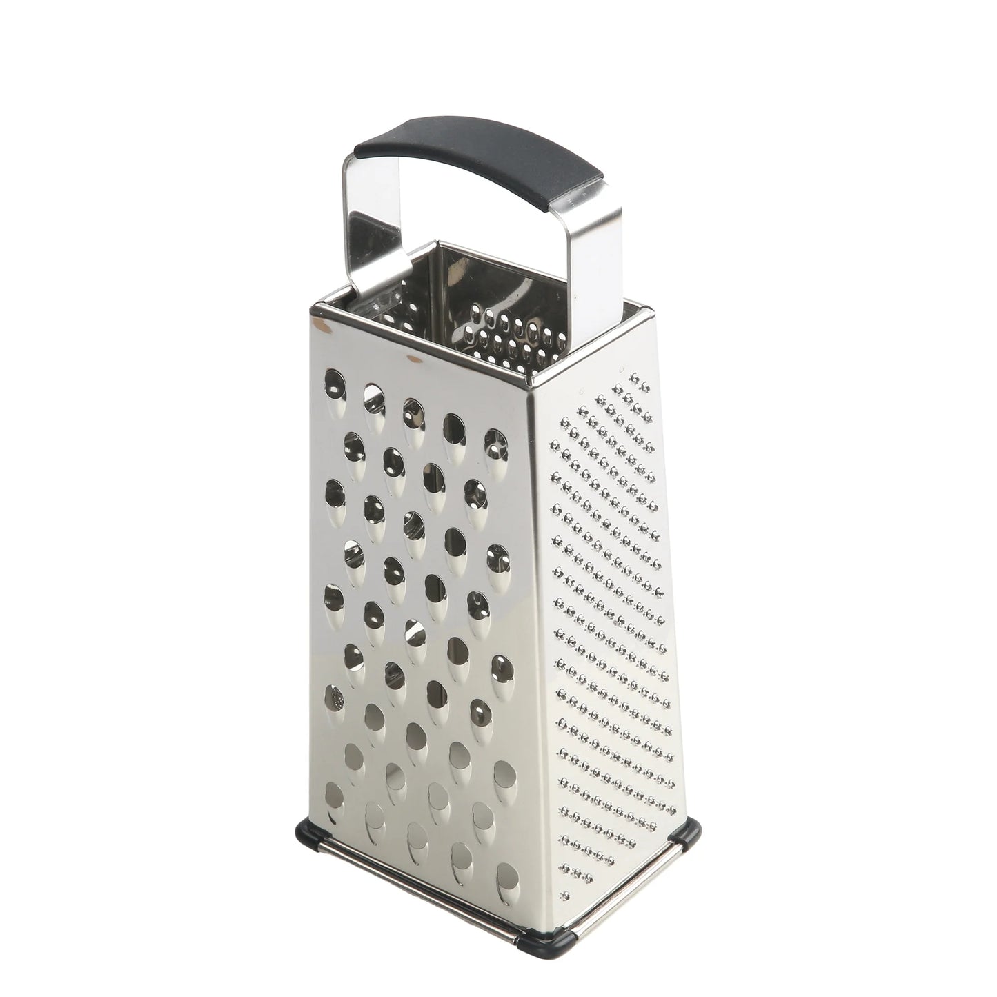 Soft Grip Stainless Steel Grater 9" 4 Sided Silver