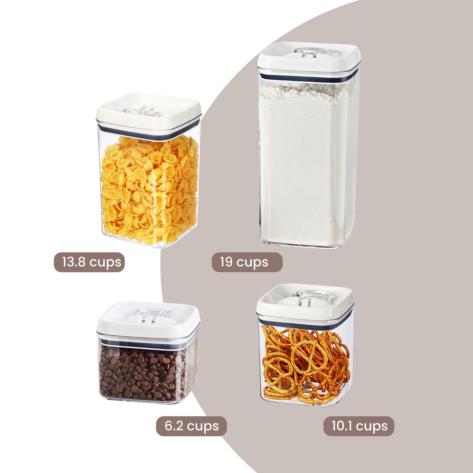 Canister Pack of 4, Flip-Tite® Square Food Storage Container Set