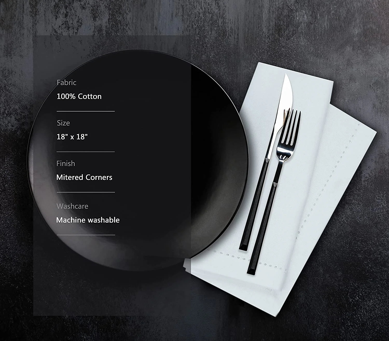 12 Hemstitch Cotton Dinner Napkins - Soft, Durable, Washable | 18X18 - White