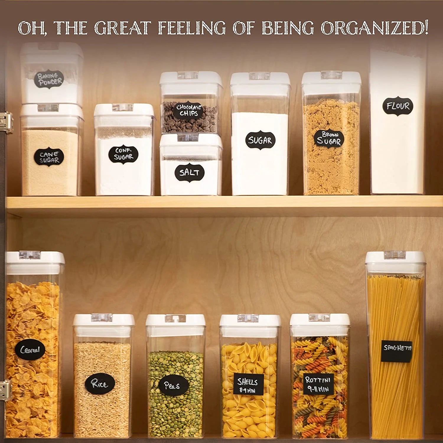 Airtight Food Storage Containers White, 7Pcs Plastic Cereal Containers with Easy Lock Lids for Kitchen Pantry, Organization and Storage, BPA Free -