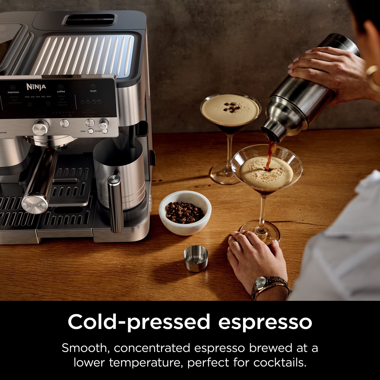 Luxe Cafe Premier Series, Stainless Steel Espresso Machine and Drip Coffee Maker with Integrated Coffee Grinder and Milk Frother, ES601